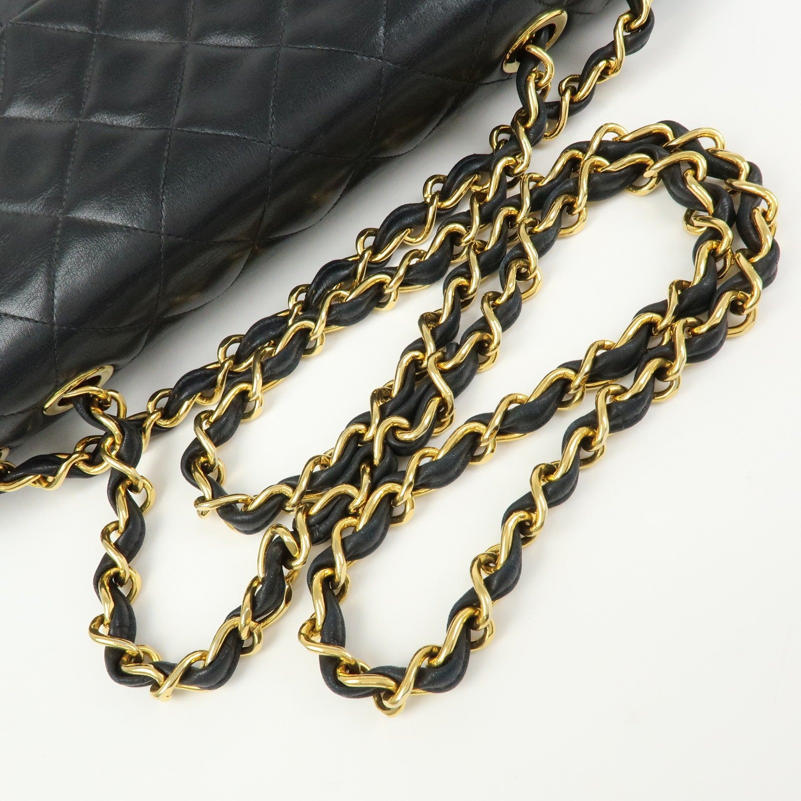 CHANEL Jumbo Matelasse 34 Lamb Skin Chain Shoulder Bag Black
