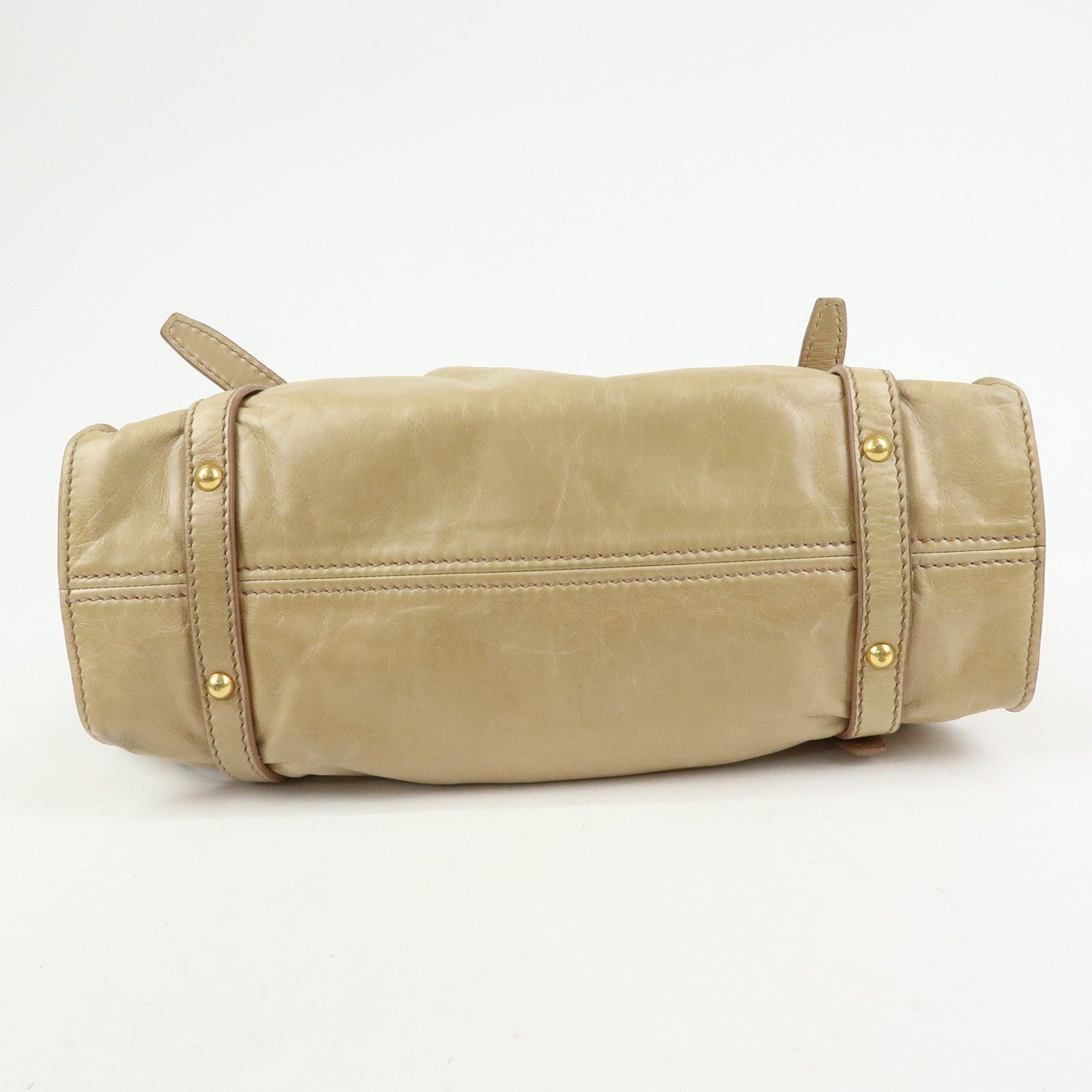 Miu Miu Logo Side Ribbon Shoulder Bag - Beige, Leather 