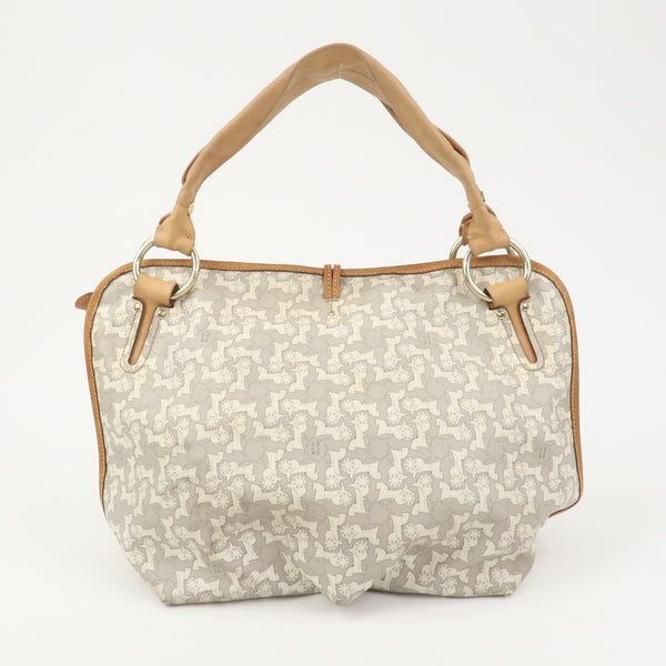 Celine Logo Hand Bag - Gray and Light Brown, Leather