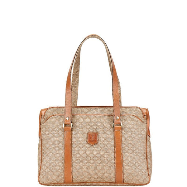 Celine Macadam Handbag Tote Bag - Beige Brown, PVC Leather 