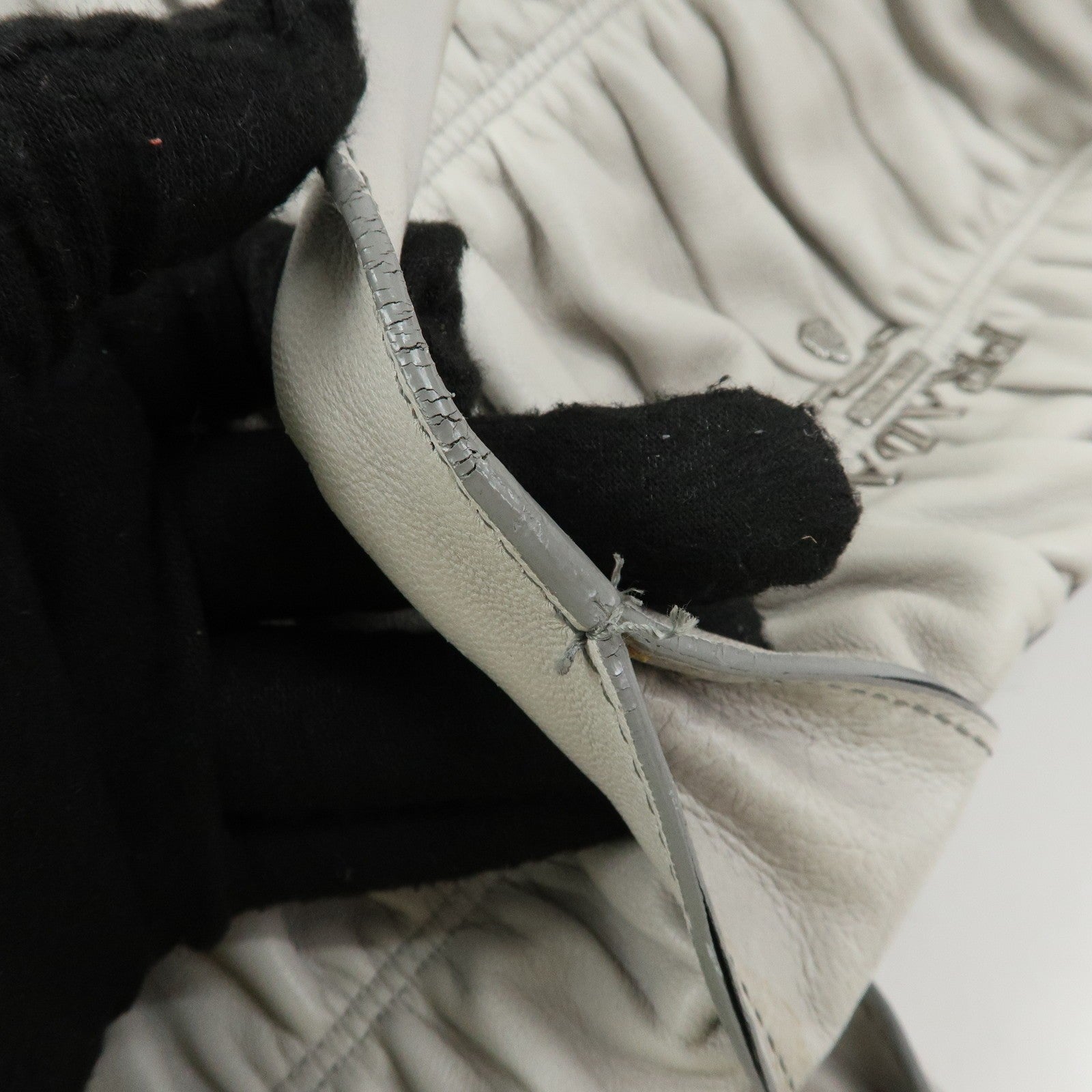 Prada Tote Hand Bag - Gray, Nappa Gaufre Leather