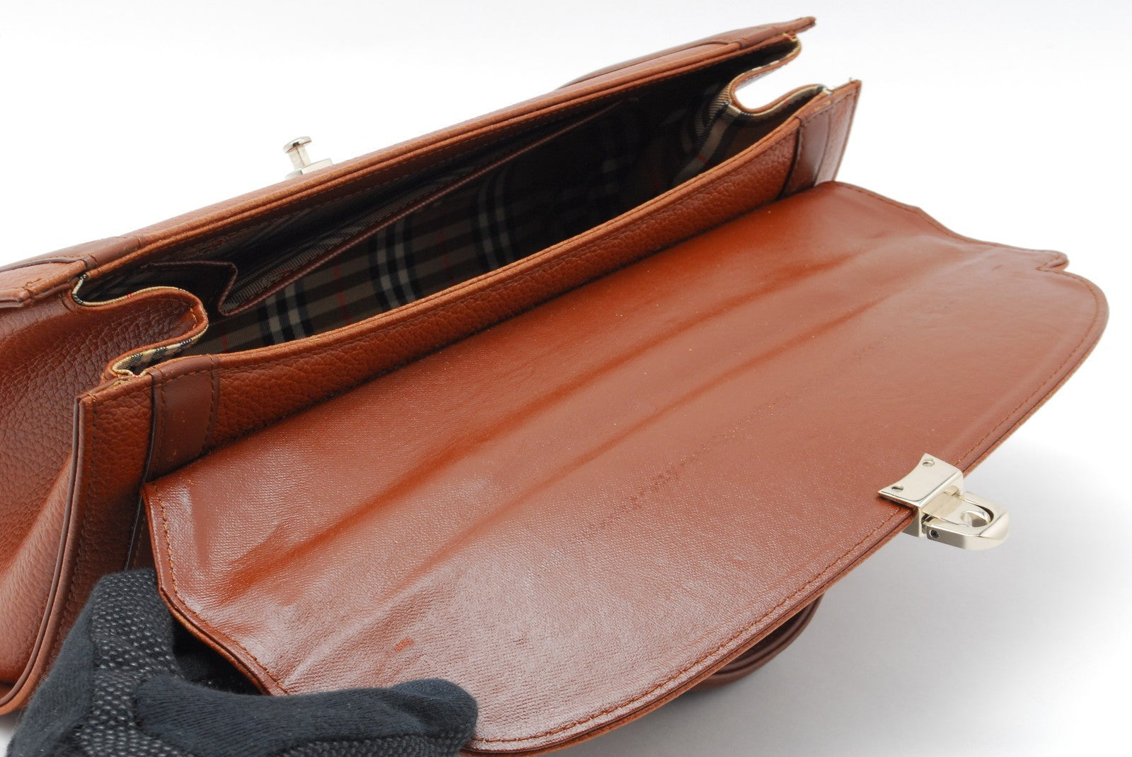Burberry Nova Check Hand Tote Bag - Brown, Leather 