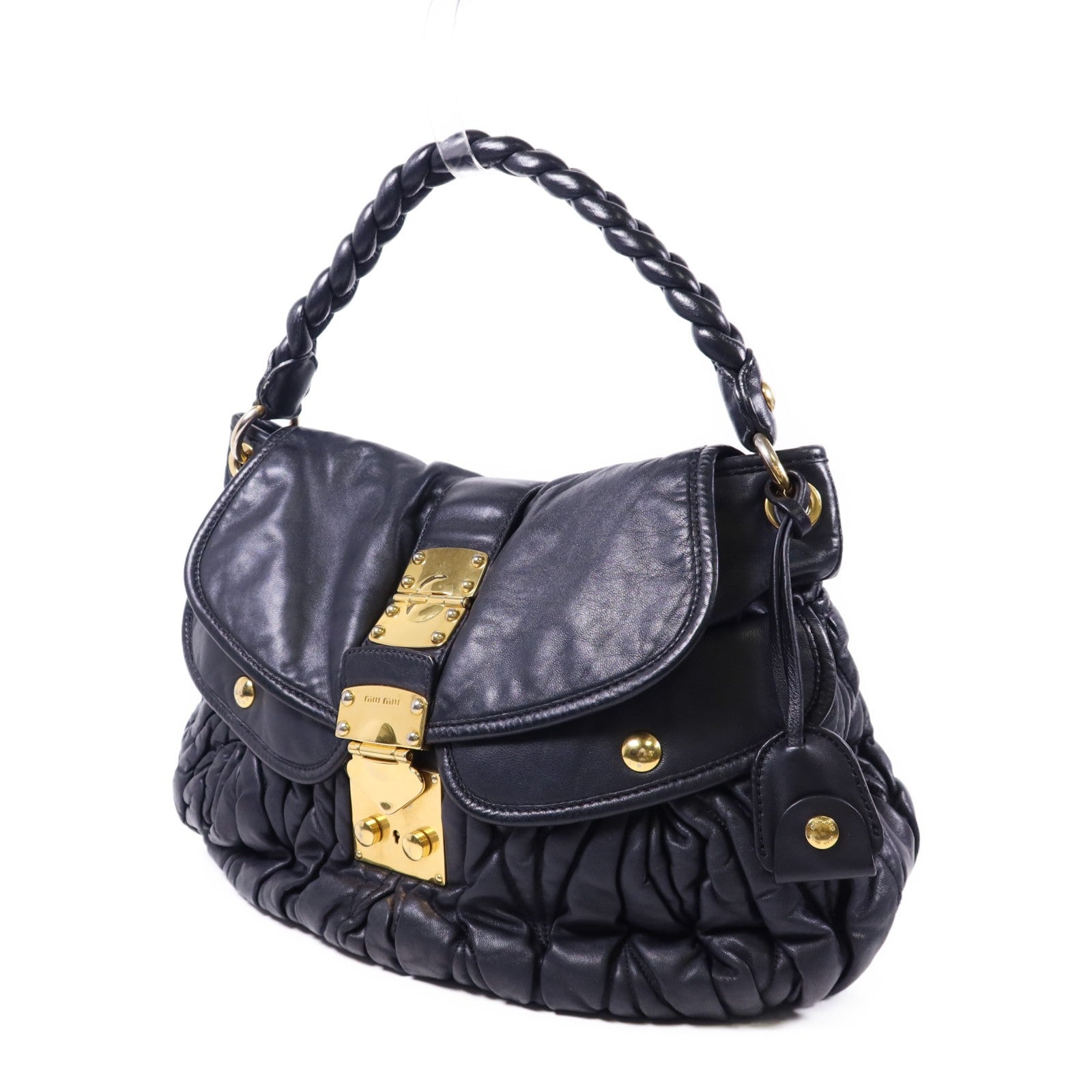Miu Miu GHW 2 Way Shoulder Bag - Black, Lambskin Leather