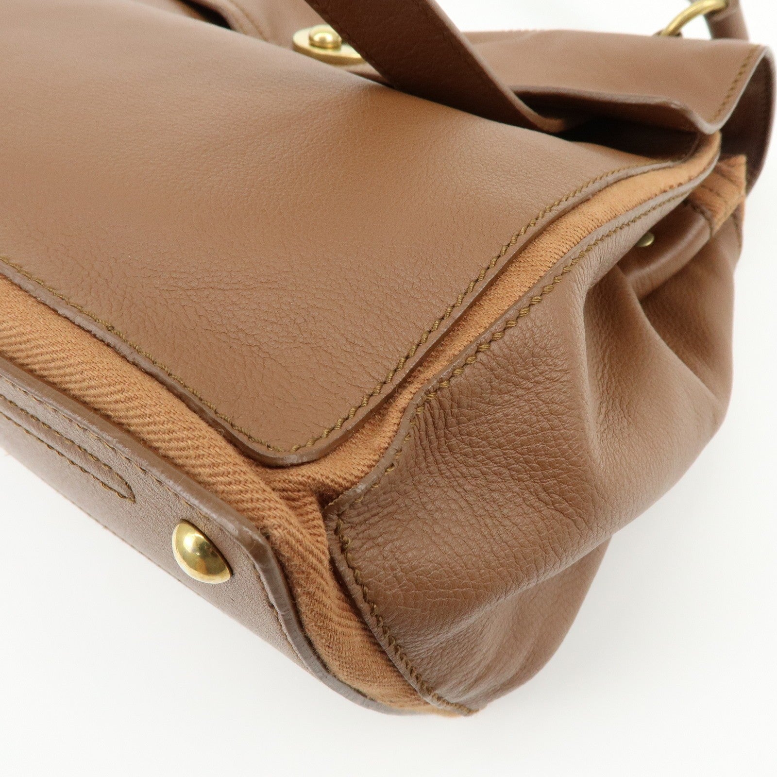 Saint Laurent Hand Bag - Brown, Leather and Canvas