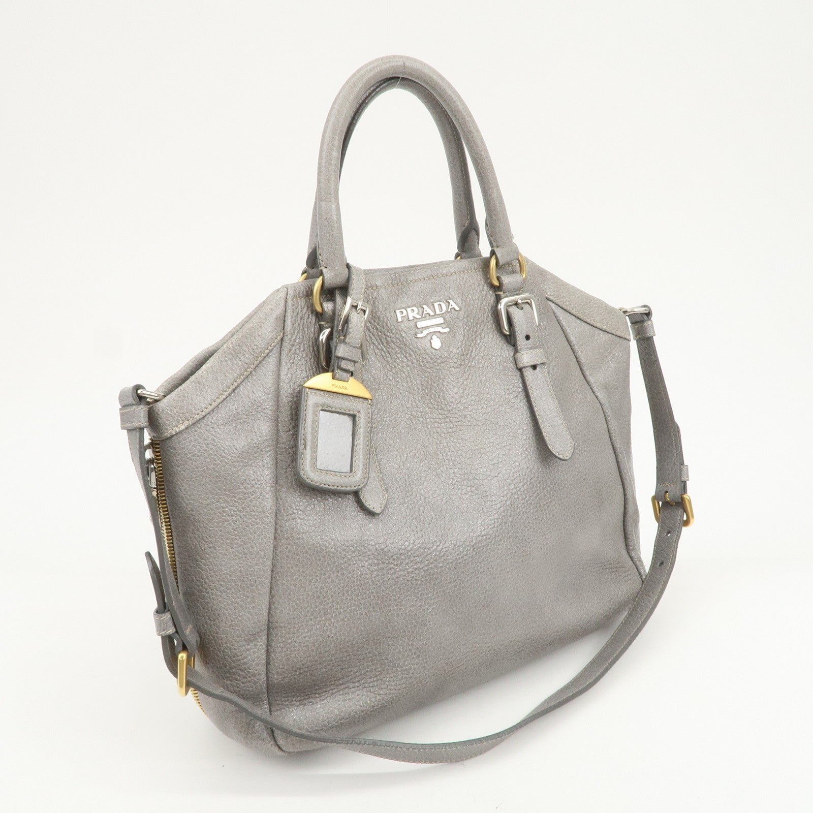 Prada Hand Bag - Gray, Leather