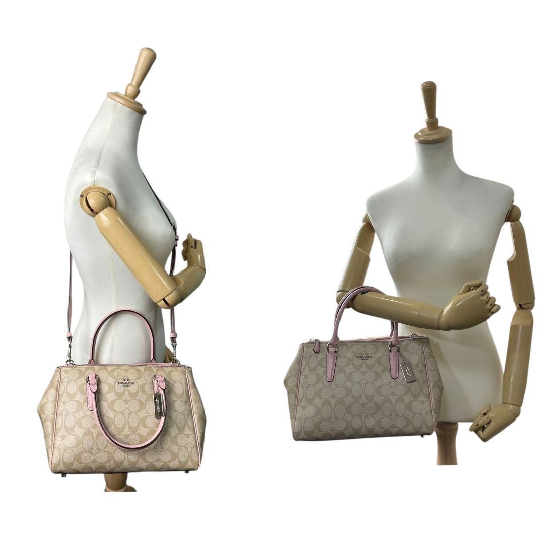 Coach Signature 2way Crossbody Handbag - Pink Beige, PVC