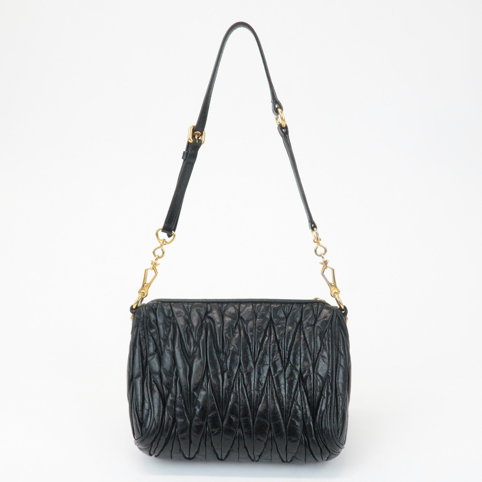 Miu Miu Matelasse Shoulder Bag - Black, Leather