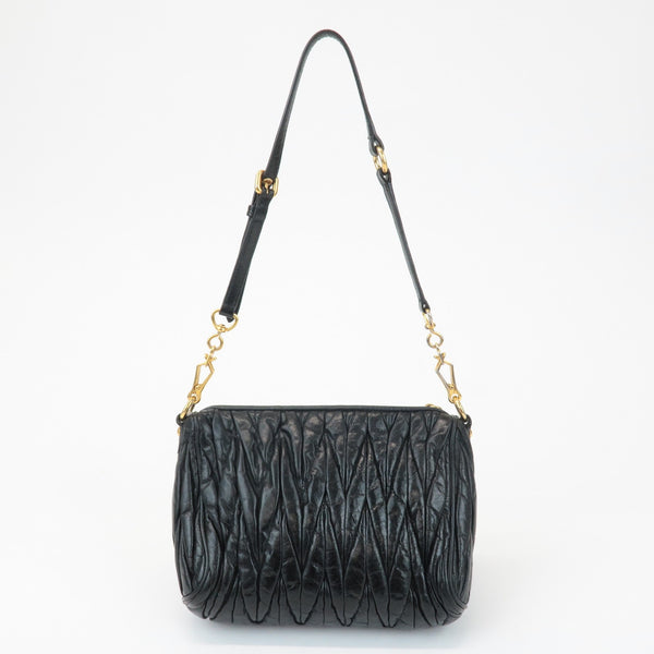 Miu Miu Matelasse Shoulder Bag - Black, Leather 