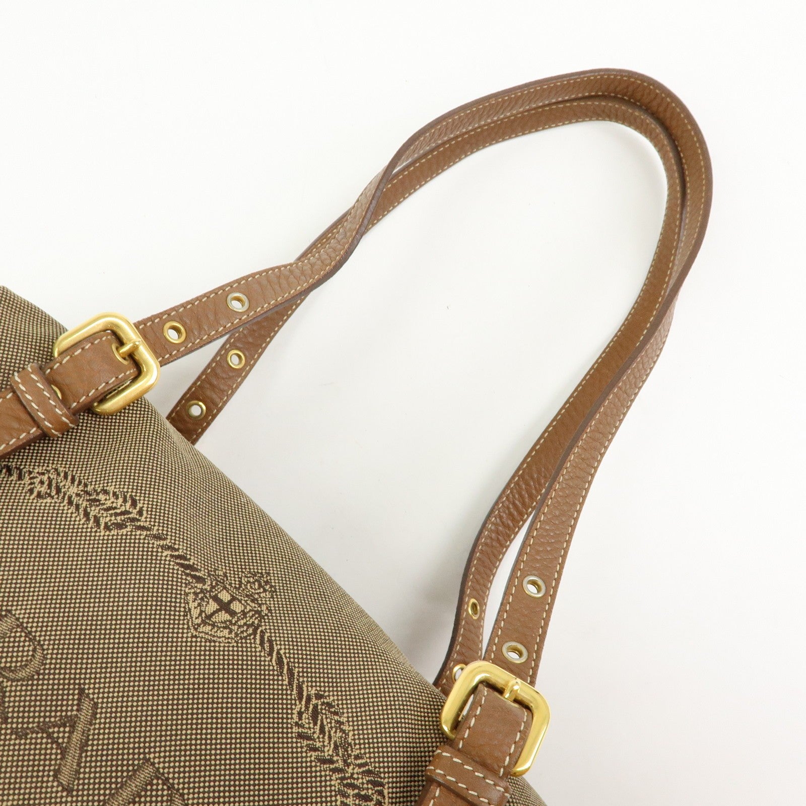 Prada Boston Bag - Beige, Canvas and Leather