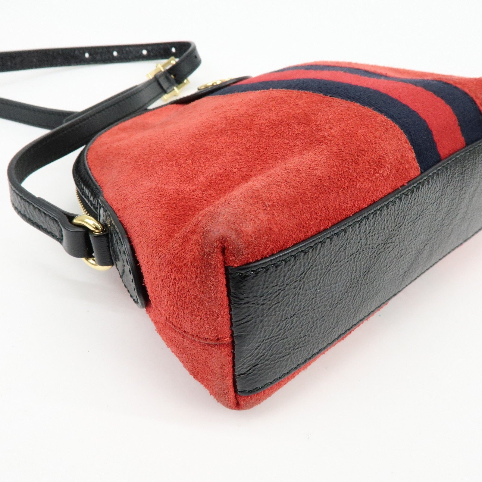 Gucci Suede Shoulder Crossbody Bag - Red Navy, Suede