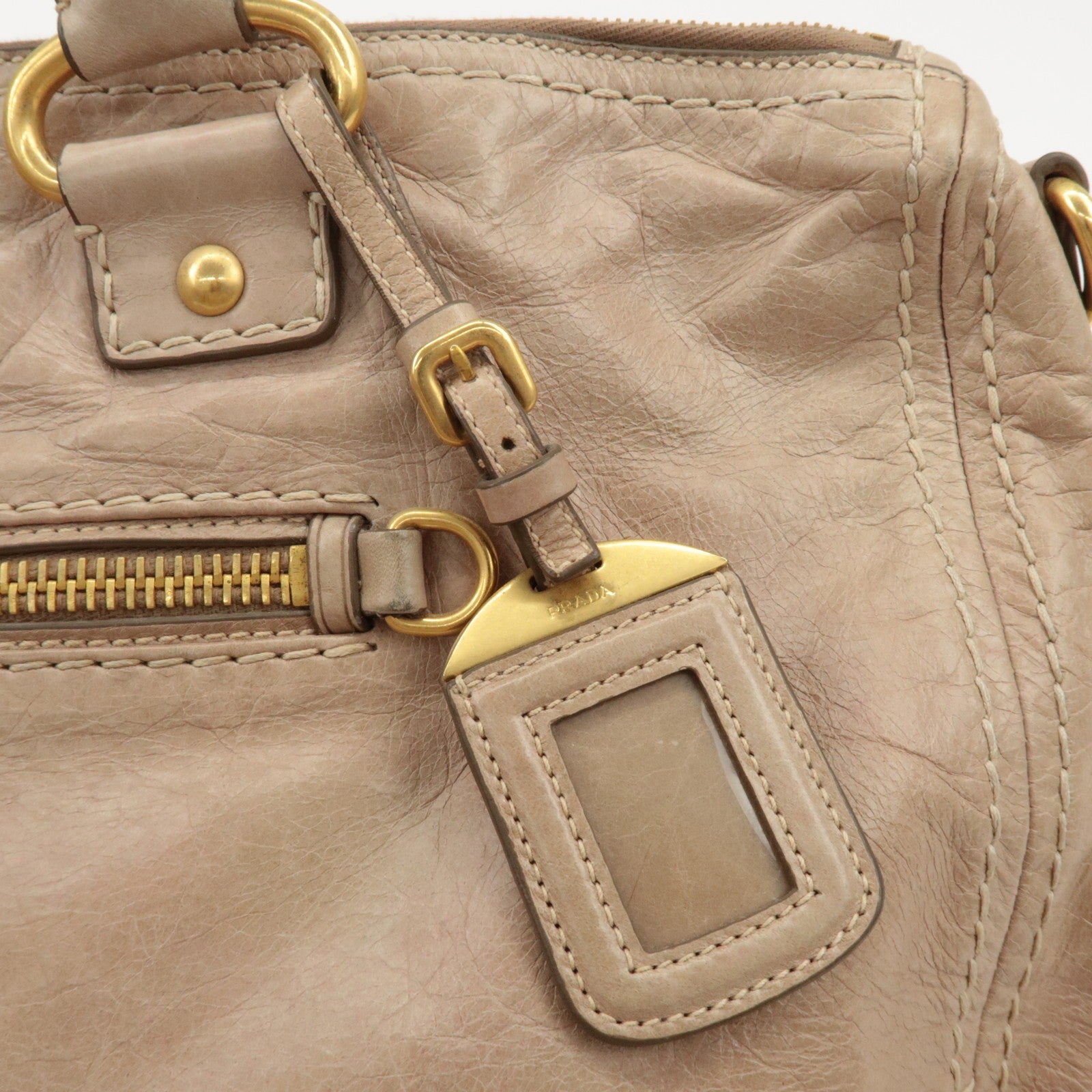 Prada Leather 2way Bag - Beige, Leather