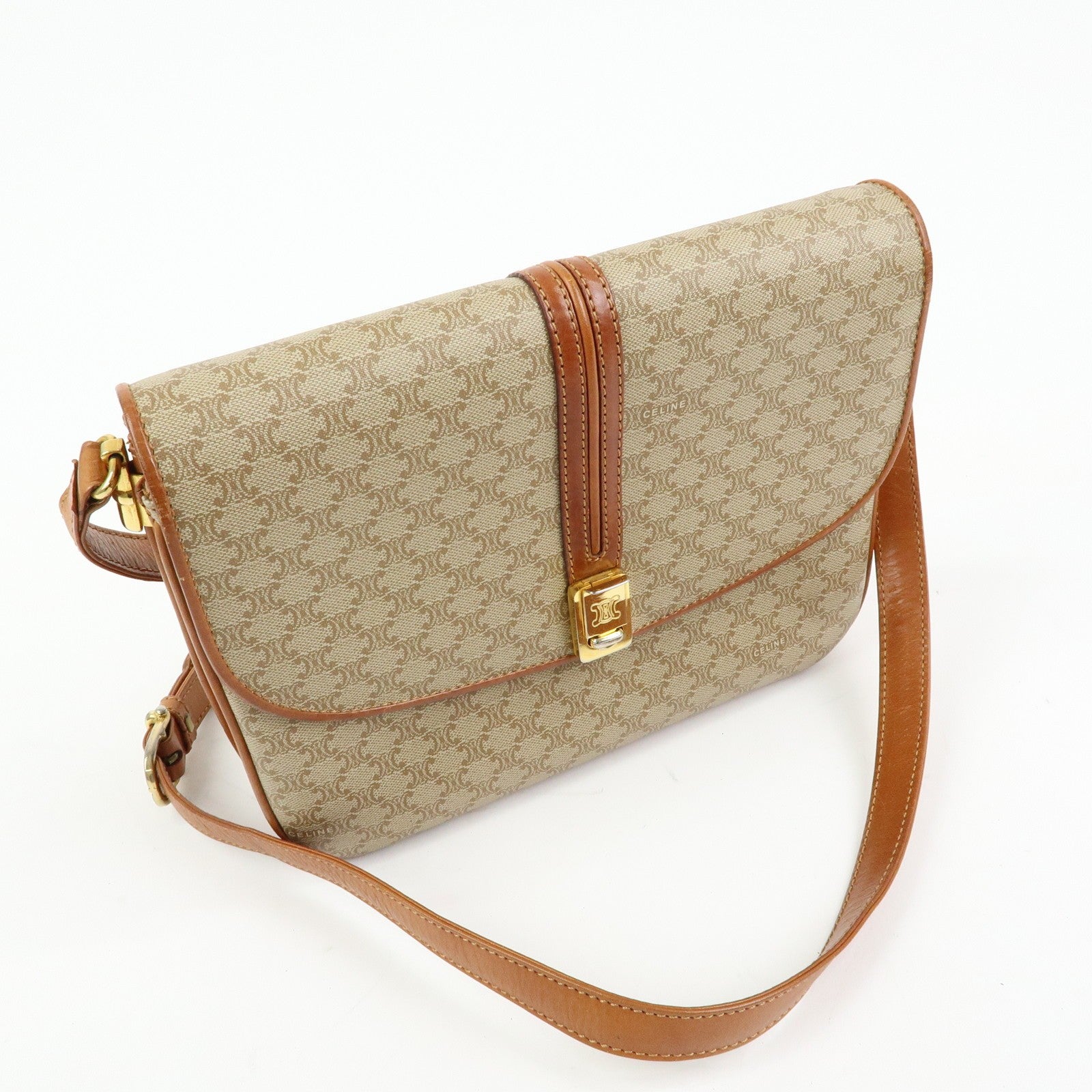 Celine Macadam Shoulder Bag - Beige, PVC Leather