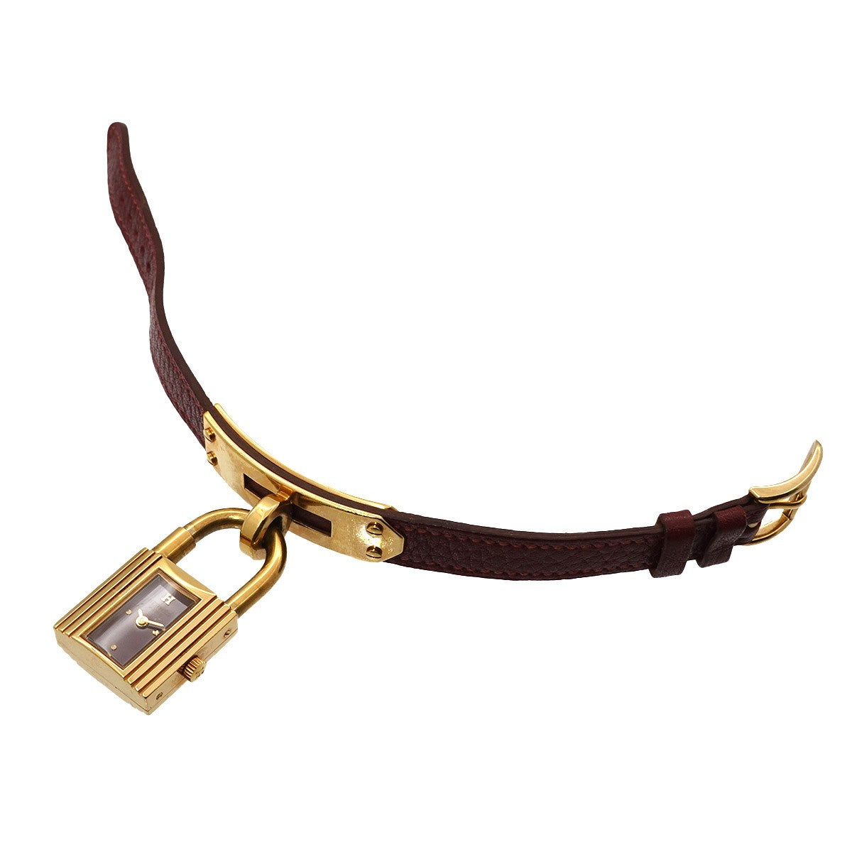 Hermès Kelly Watch - Bordeaux, Stainless steel/YGP,Leather