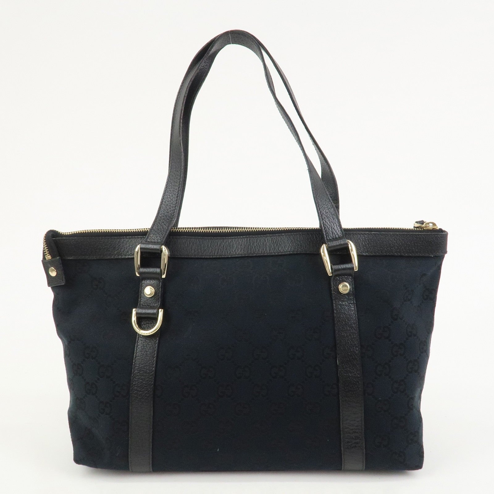 Gucci Abbey Tote Bag - Black, GG Canvas, Leather