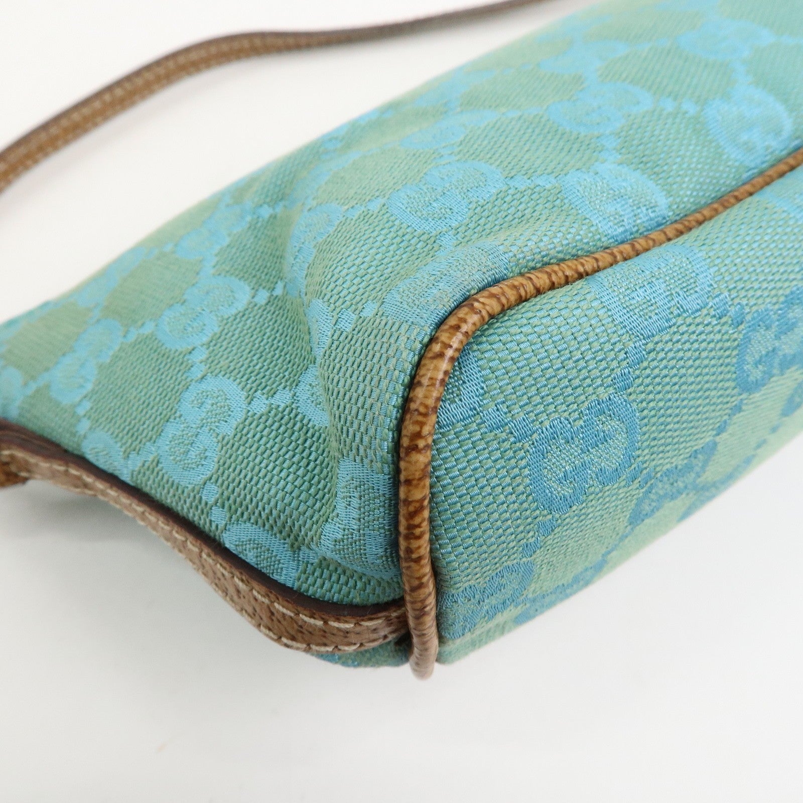 Gucci Boat Hand Bag - Light Blue, GG Canvas, Leather