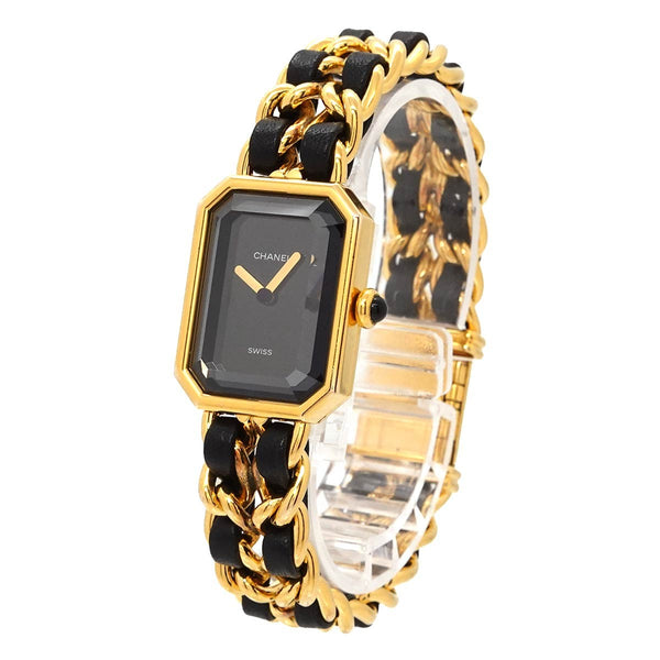 CHANEL Premiere Size L H0001 Watch - Black, Stainless steel/YGP,Leather