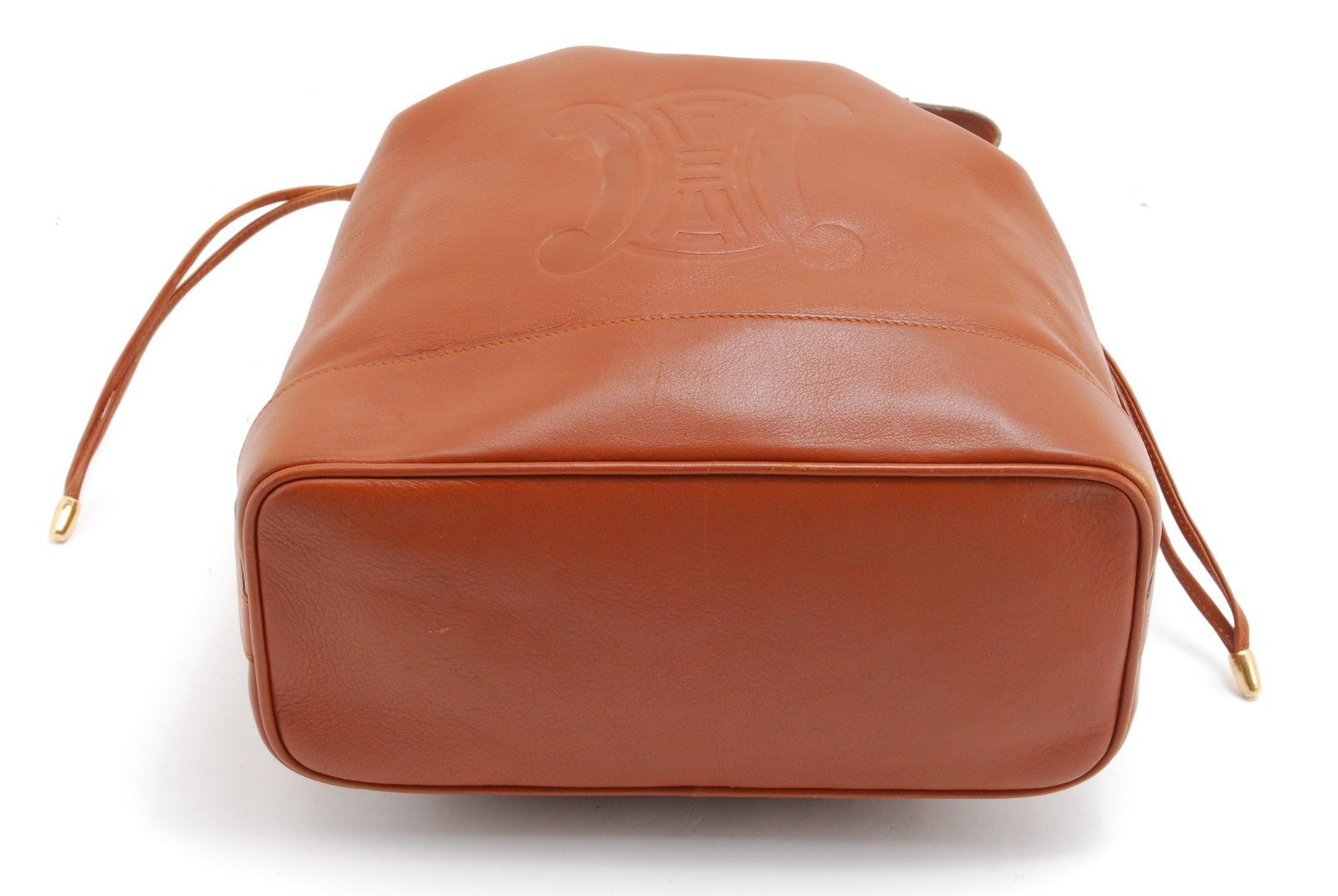 Celine Large Logo Drawstring Shoulder Bucket Bag - Brown, Leather