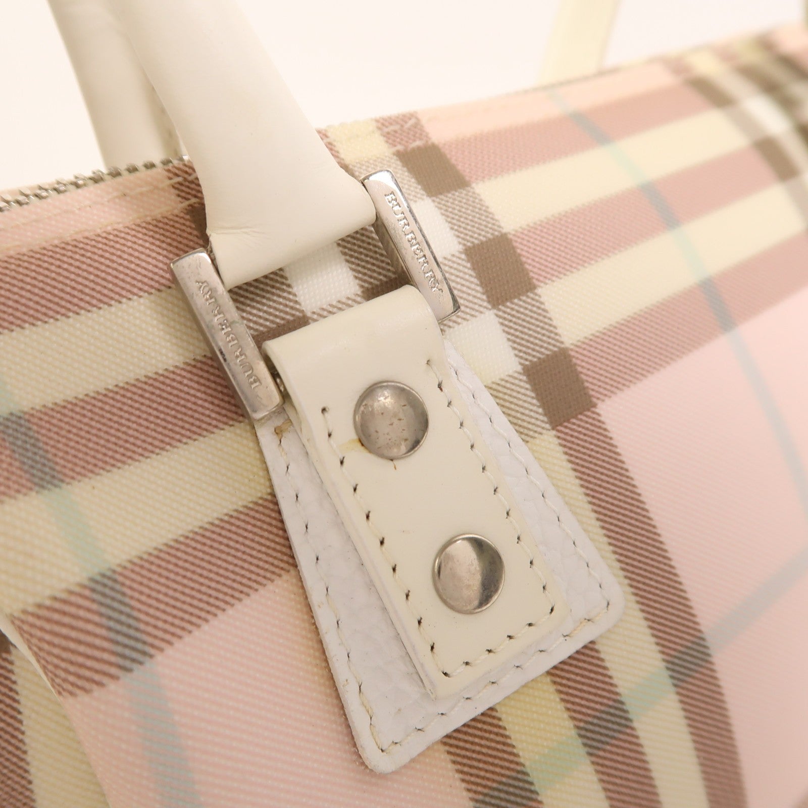 Burberry SHW Hand Bag - Pink White, Coated Canvas