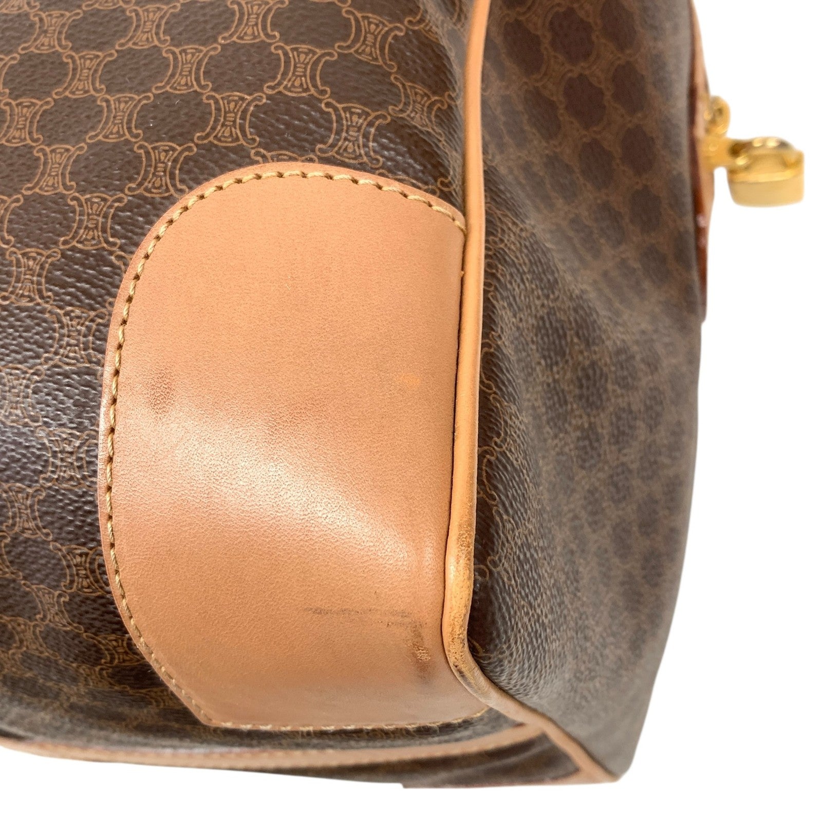 Celine Macadam Large Boston Bag - Brown Beige, Canvas