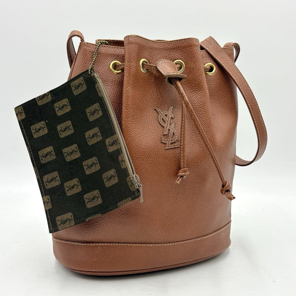 Saint Laurent Yves Cassandra Shoulder Bag - Brown, Leather 