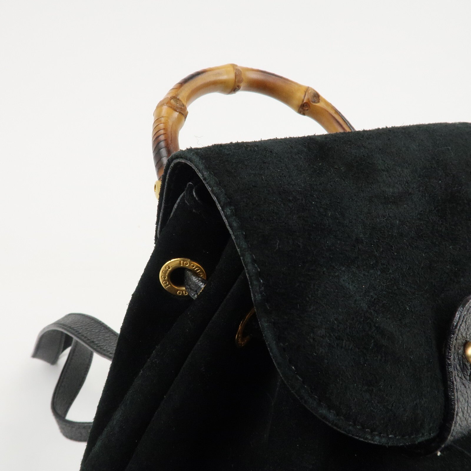 Gucci Bamboo Backpack - Black, Suede, Leather