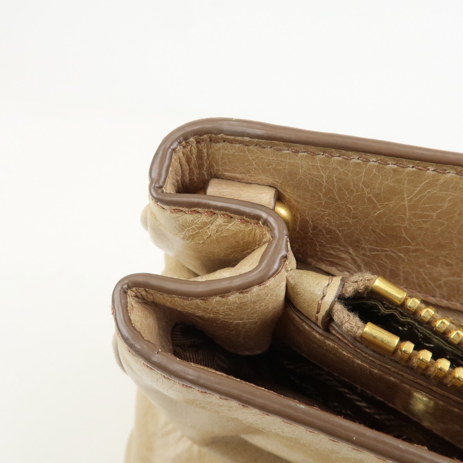 Prada 2Way Bag Hand Bag - Beige, Leather