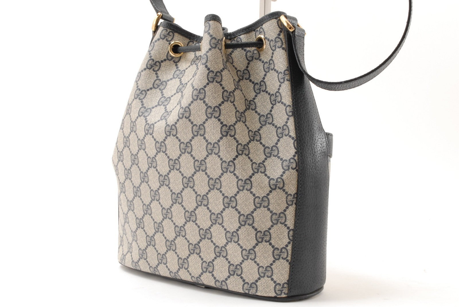 Gucci GG Bucket Bag Shoulder Bag - Navy Blue, Canvas and Leather
