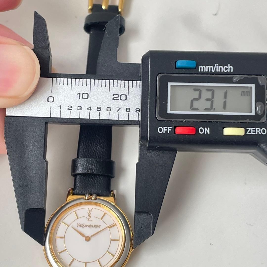 Saint Laurent Yves Champagne Round Watch - Champagne, Leather