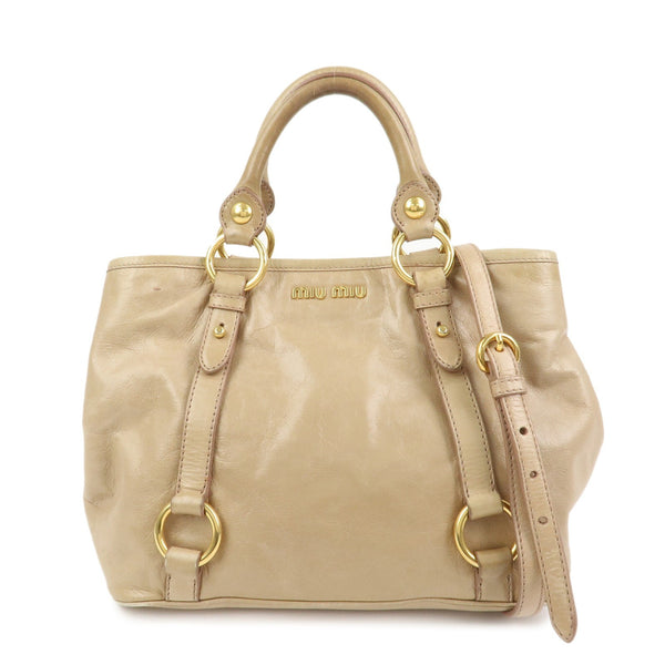 Miu Miu 2Way Hand Bag - Beige, Leather 