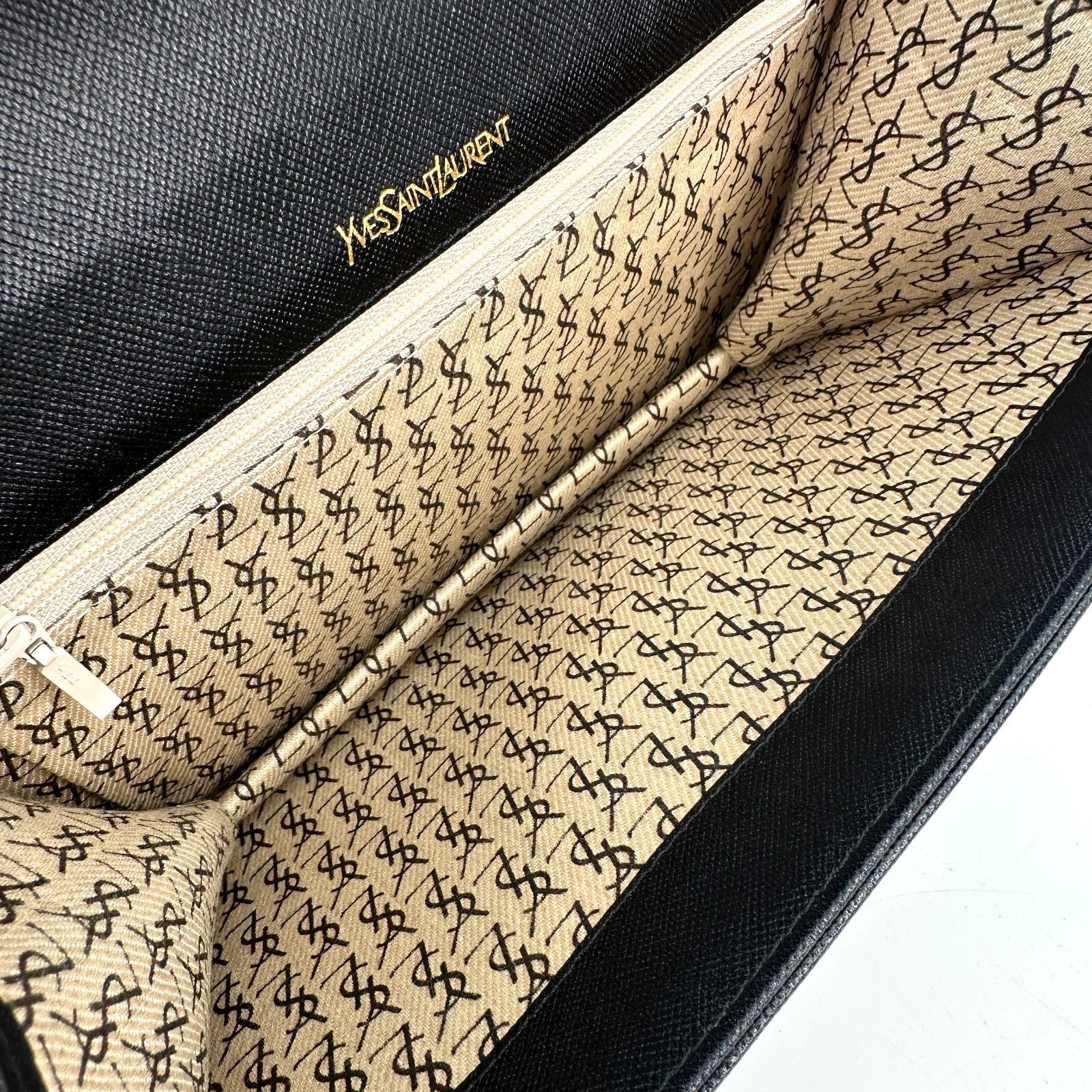 Saint Laurent Yves Clutch Hand Bag - Black, Leather