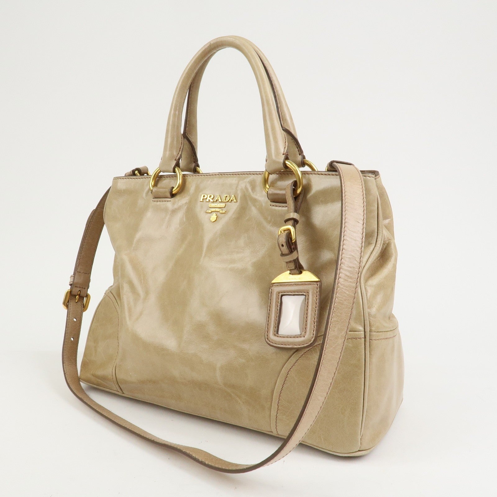 Prada 2Way Bag Hand Bag - Beige, Leather