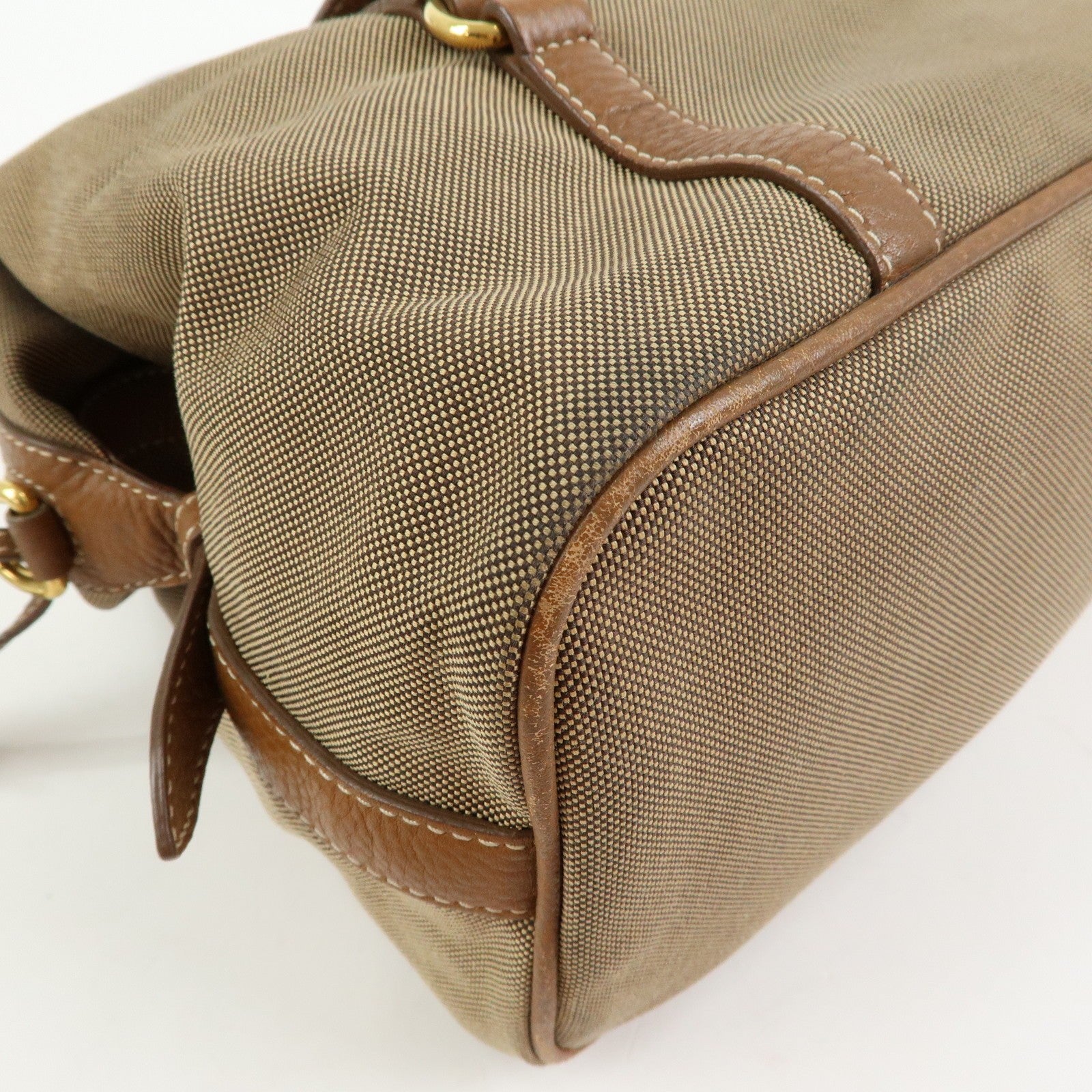 Prada Boston Bag - Beige, Canvas and Leather