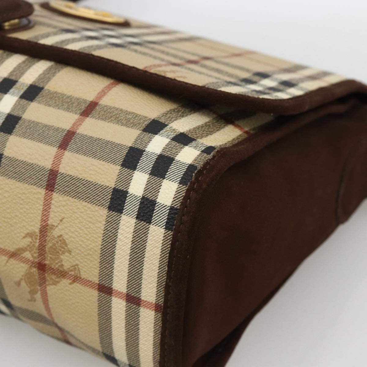Burberrys Nova Check Shoulder Bag - Beige / Gold, PVC Leather