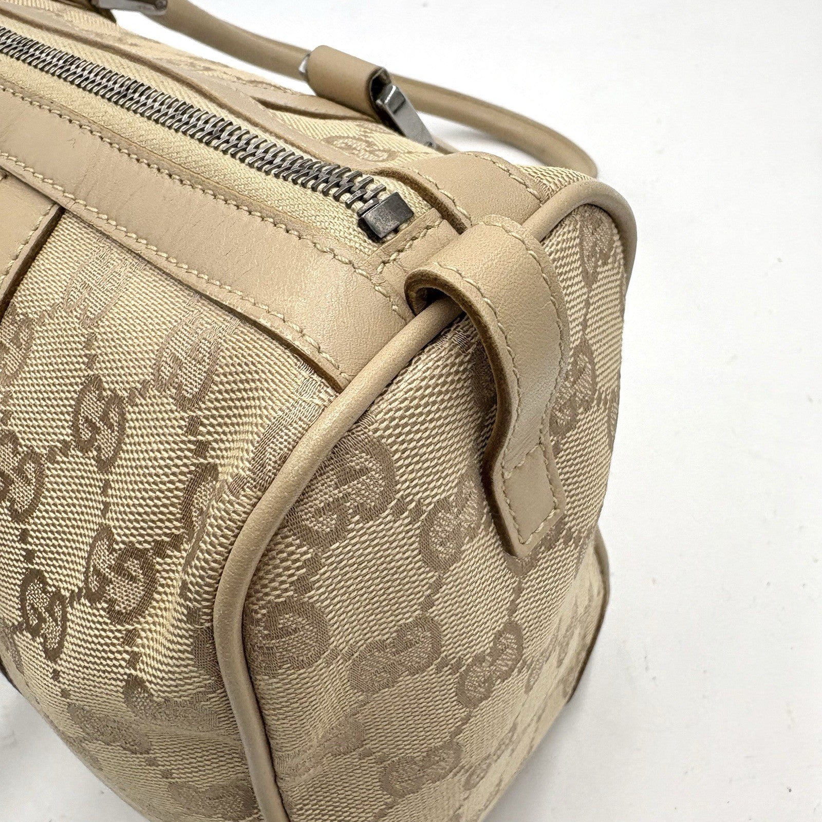 Gucci GG Mini Boston Handbag - Beige, Canvas 