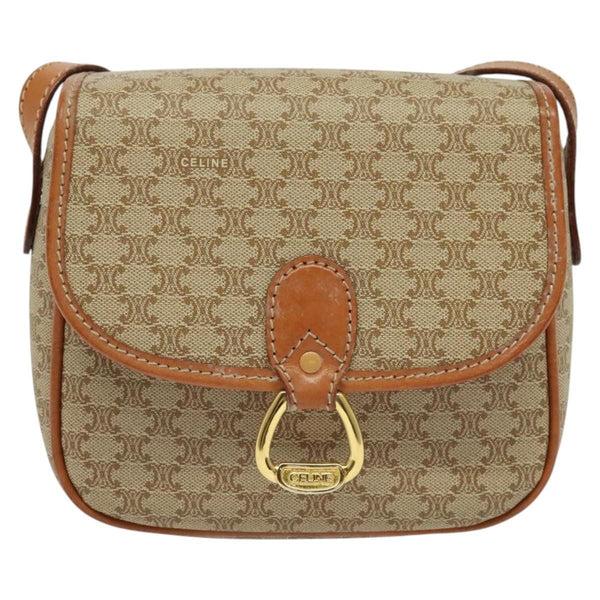 Celine Macadam Shoulder Bag - Beige/Gold, PVC Leather