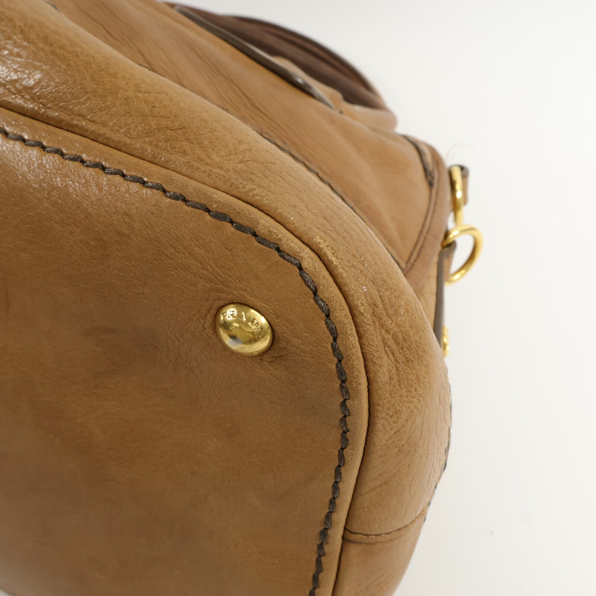 Prada Cervo Shine Bauletto Shoulder Bag - Brown, Deerskin Leather