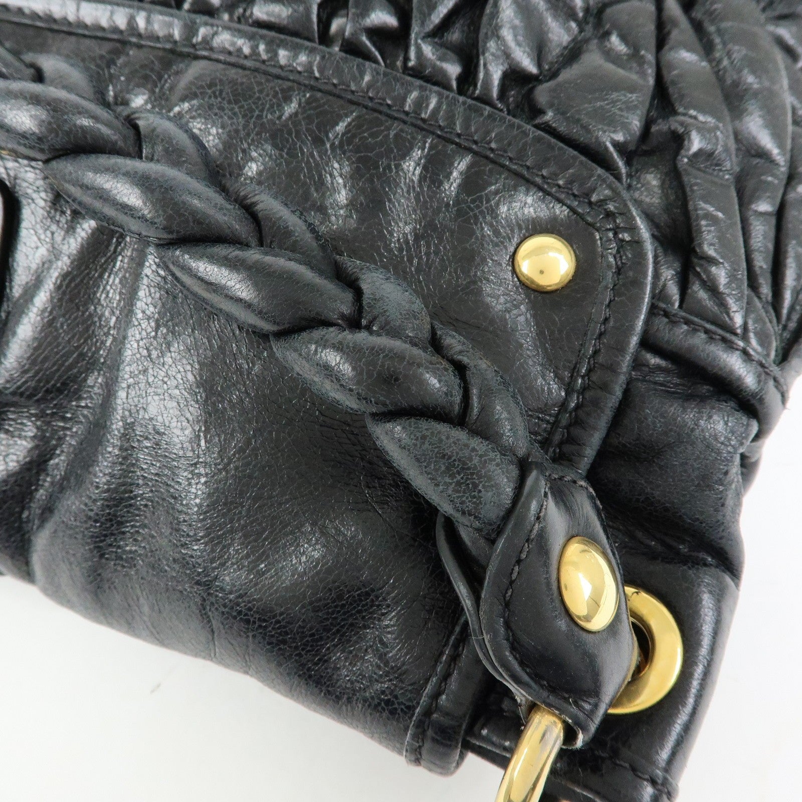 Miu Miu Matelasse Hand Bag - Black, Leather 