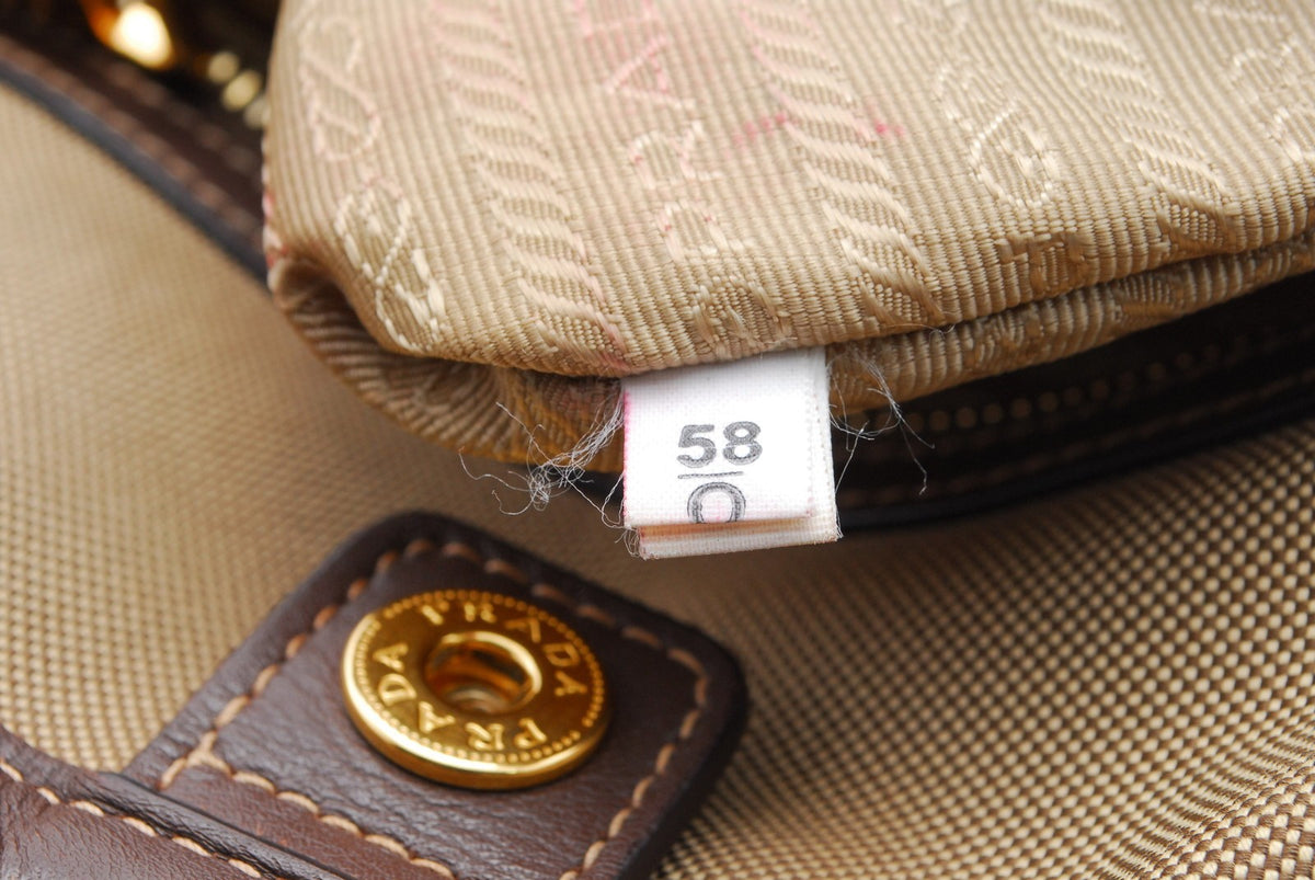 Prada Triangle Logo Tote Bag - Brown, Canvas
