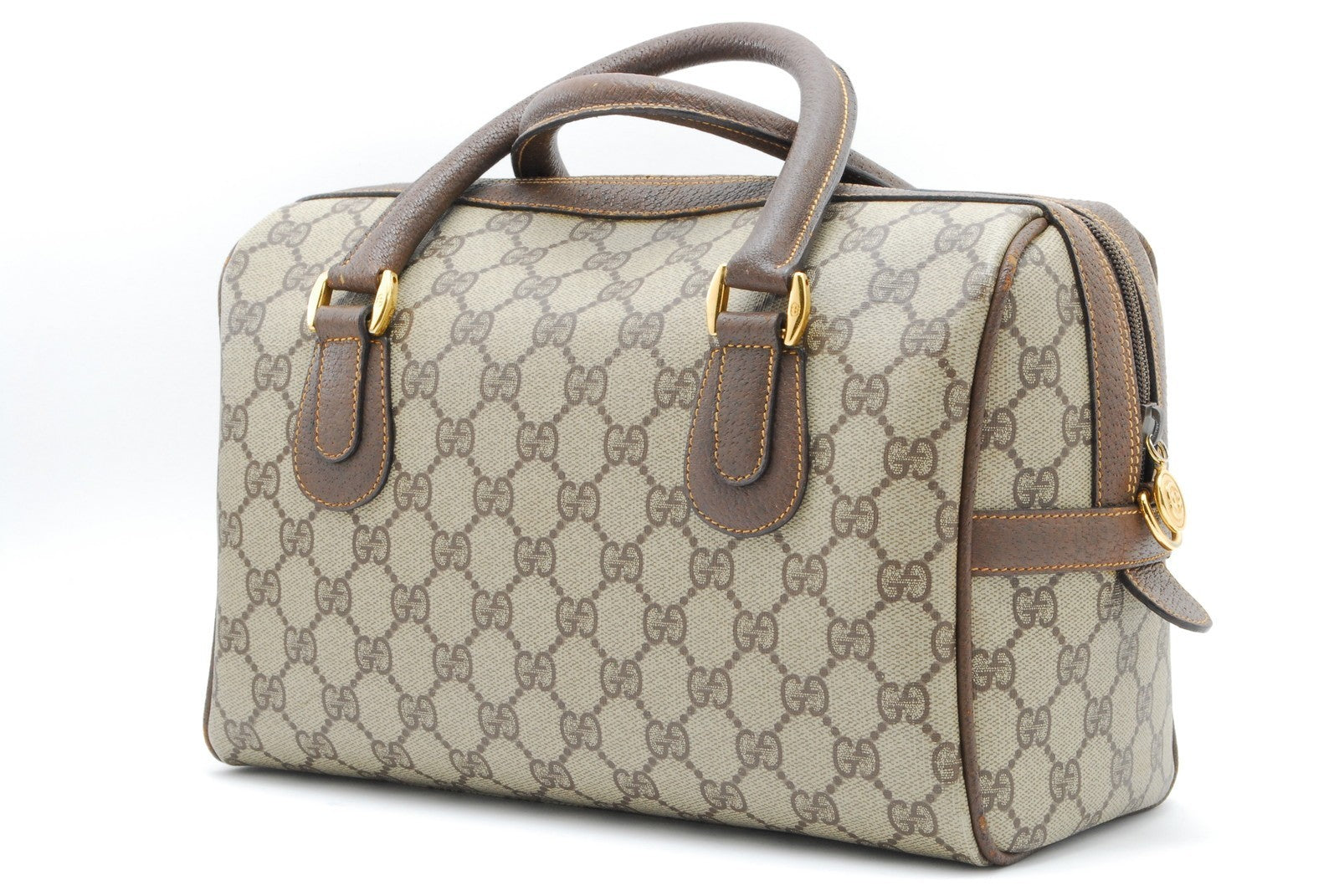 Gucci GG Supreme Mini Boston Bag - Brown, PVC Leather 