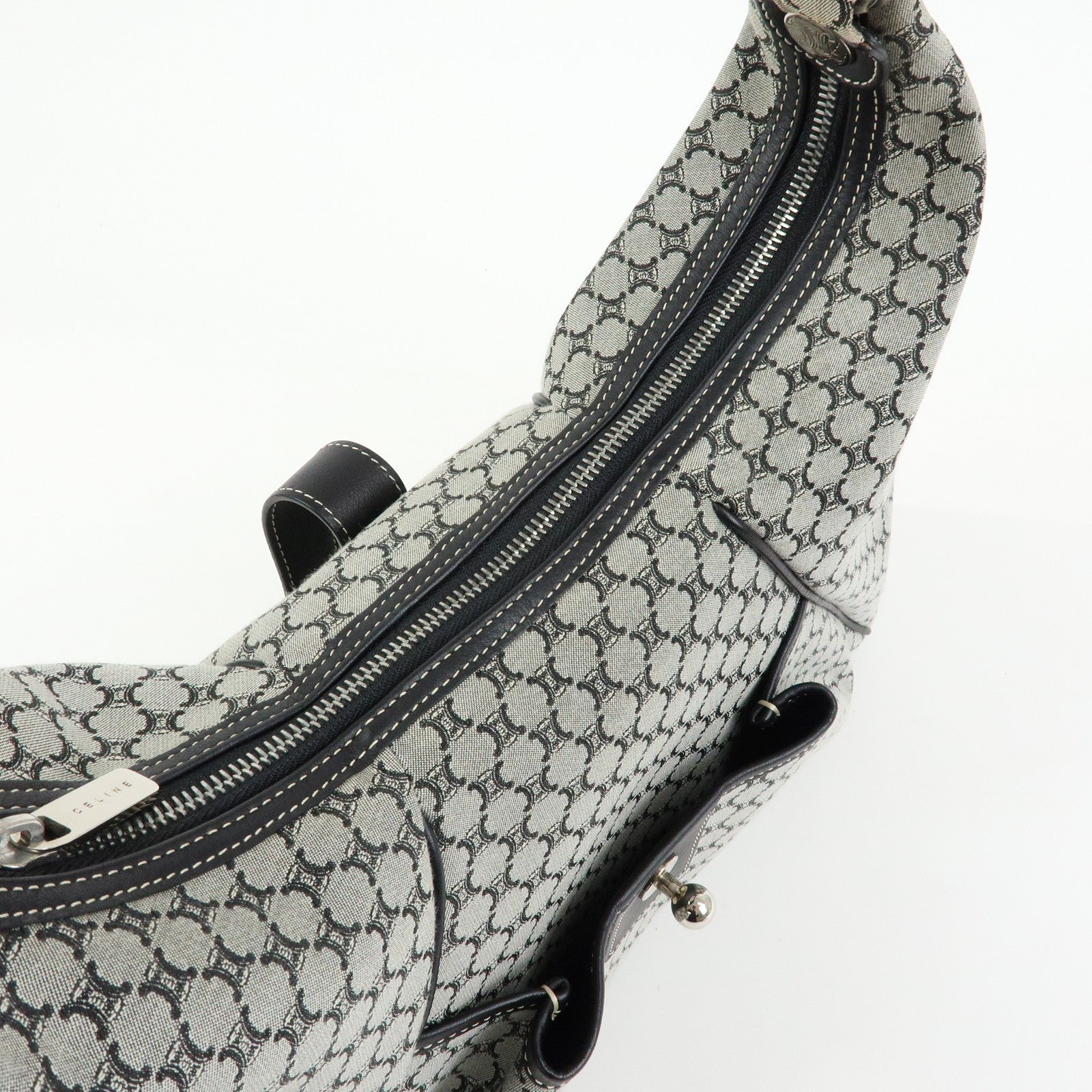 Celine Macadam Shoulder Bag - Grey, Canvas and Leather
