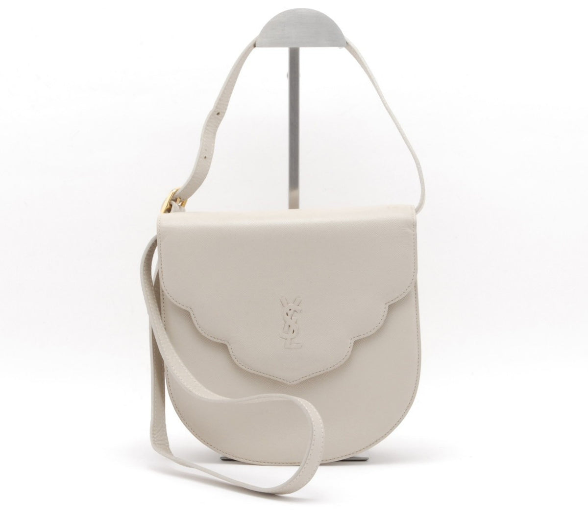 Yves Saint Laurent YSL Flap Bag - White, Leather