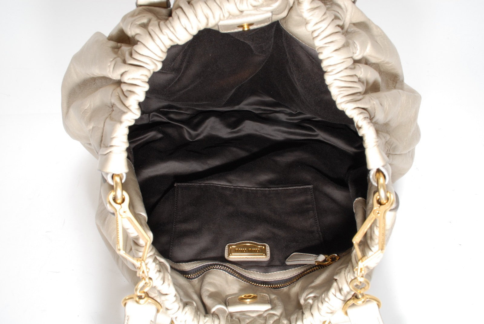 Miu Miu Vitello Lux 2Way Shoulder Tote Bag - Beige, Leather