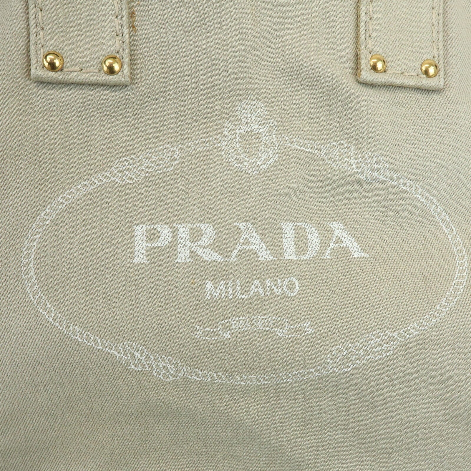 Prada Triangle Logo Tote Bag - Light Beige, Denim
