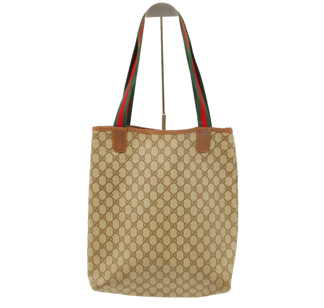 Gucci Sherry Line Shoulder Tote Handbag - Brown, PVC Leather