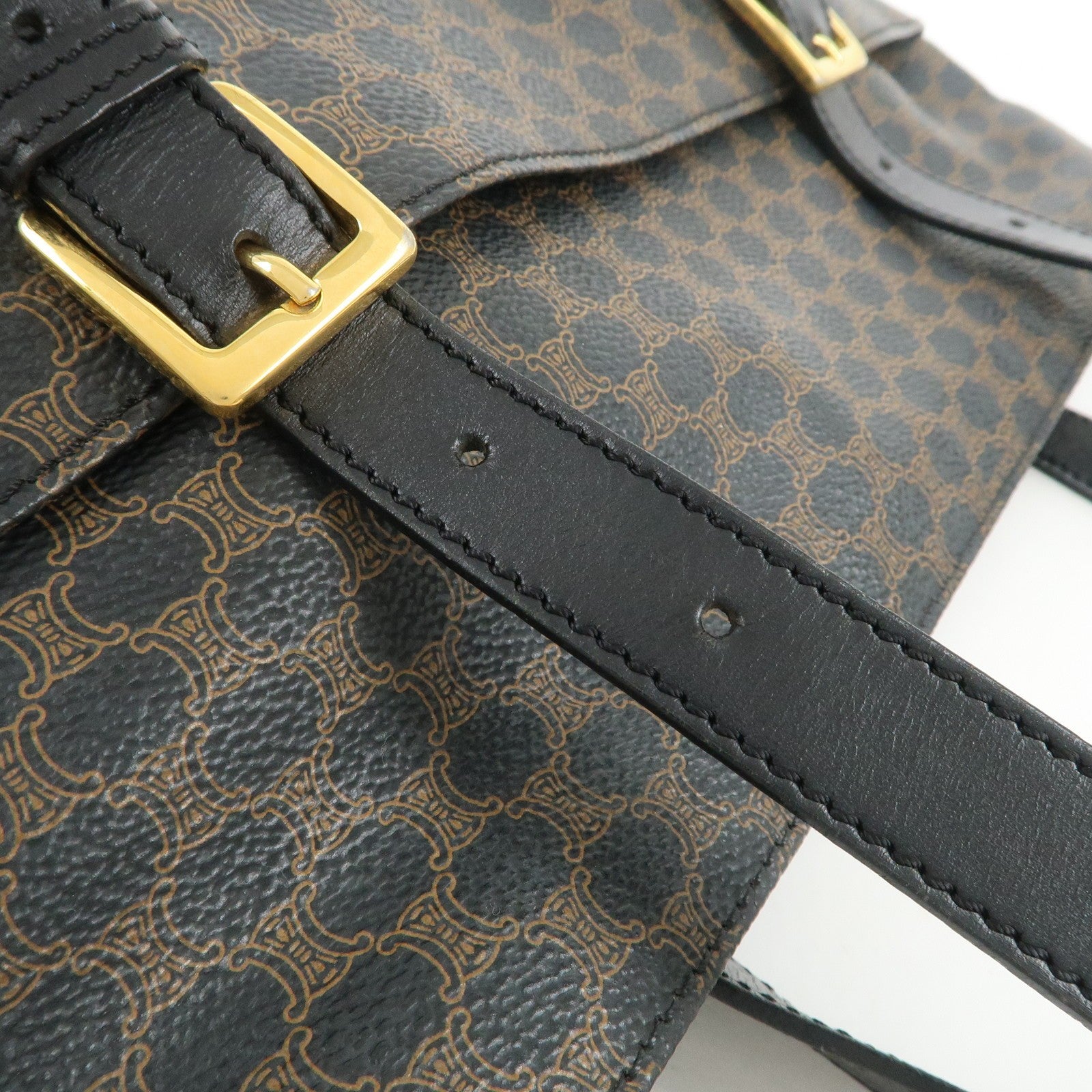 Celine Macadam Logo Tote Bag - Black and Brown, PVC Coated Canvas and Leather 