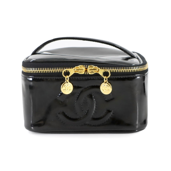 CHANEL CC Vanity Hand Bag - Black, Enamel 
