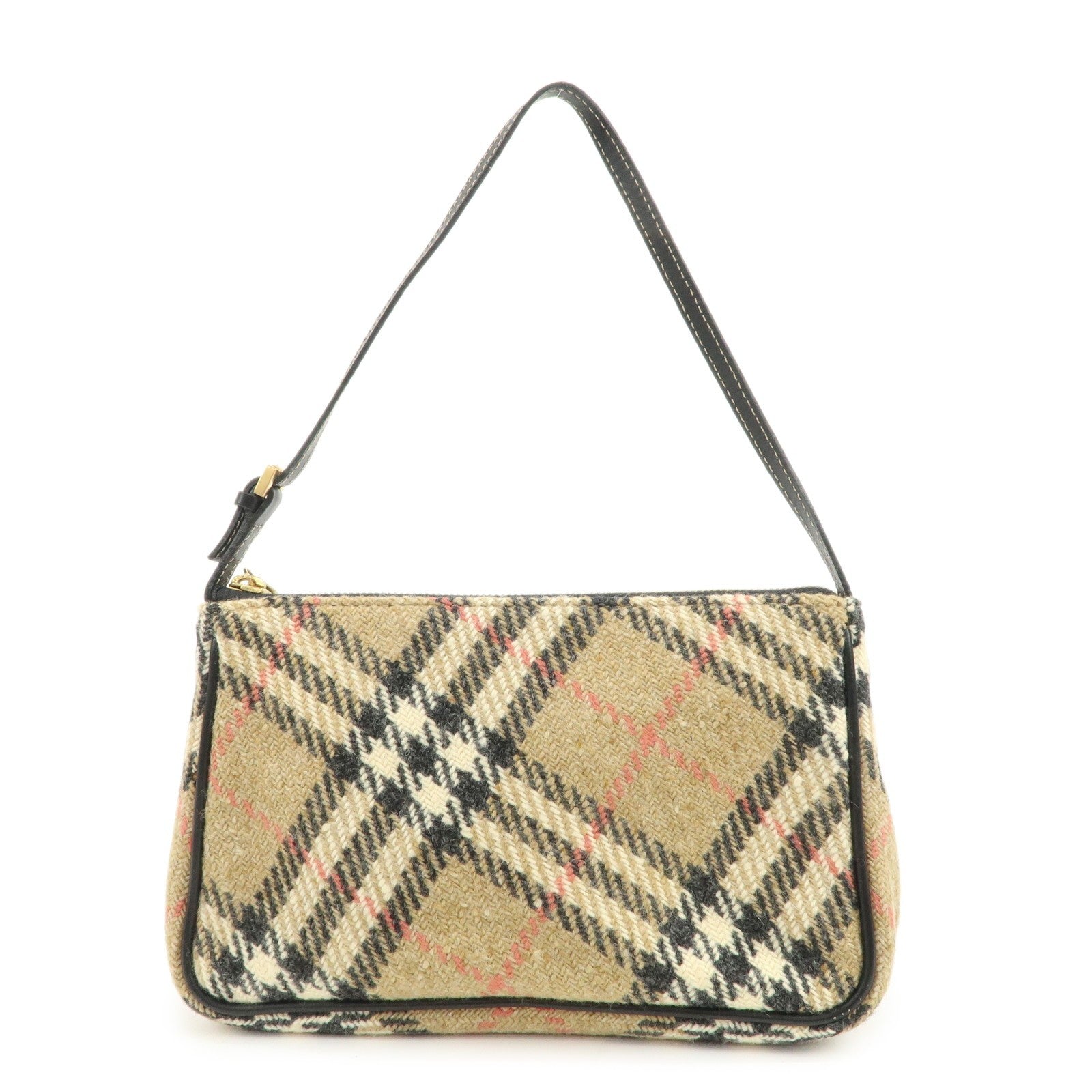 Burberry Nova Plaid Shoulder Bag - Beige, Black, Wool, Leather