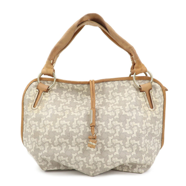 Celine Logo Hand Bag - Gray and Light Brown, Leather