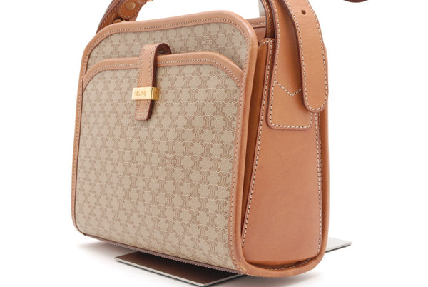 Celine Macadam Shoulder Bag - Beige, PVC Coated Canvas