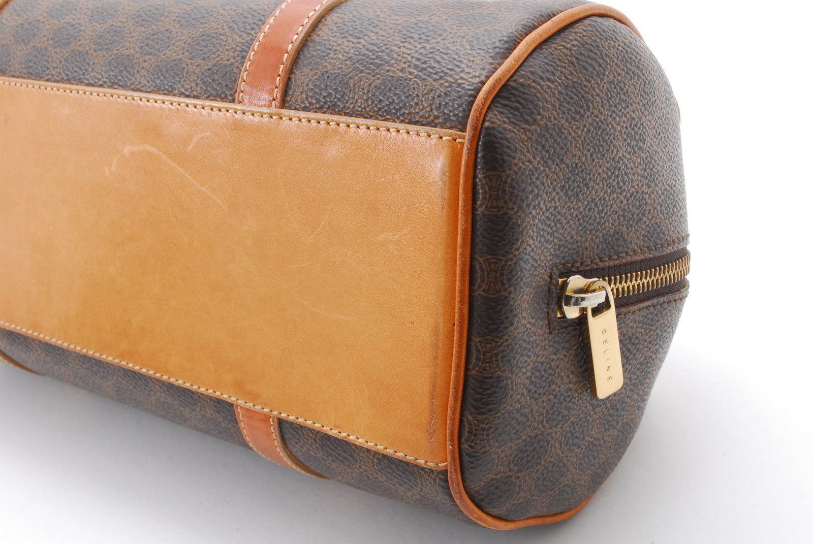 Celine Macadam Boston Hand Bag - Brown, PVC Leather